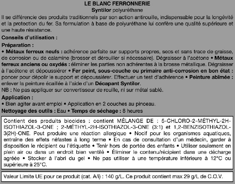 Peinture ferronnerie extérieur polyuréthane SYNTILOR - Blanc mat 0.375L - Direct sur rouille RAL 9016_3