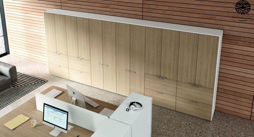 Take Off - Bureau open space Mahora - Plateau mélaminé personnalisable avec options multiples_3