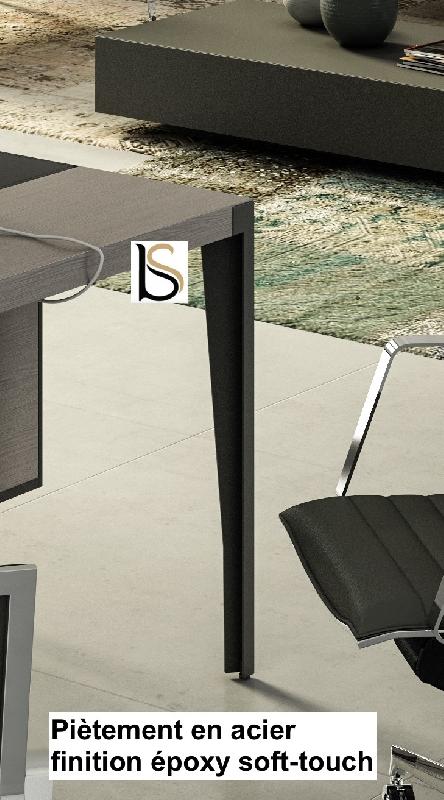 Bureau d'angle avec retour crédence design X9- Officity - 232, Droite, Noyer américain_3