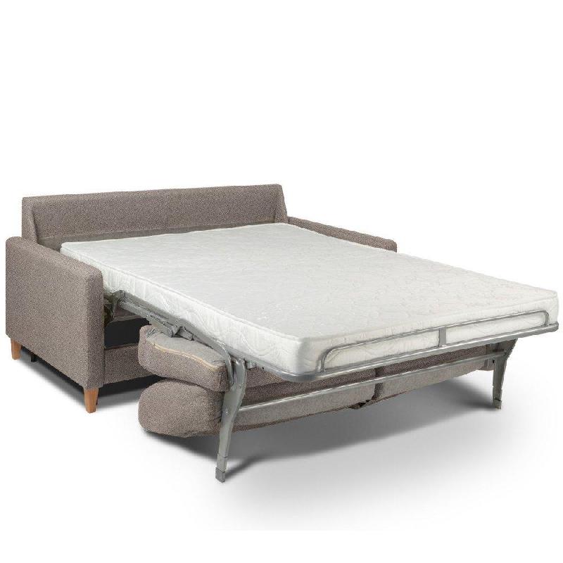Canapé convertible OGGETTO - Matelas 16 cm - Système express - Sommier à lattes 160 cm - Velours beige - RENATONISI_3