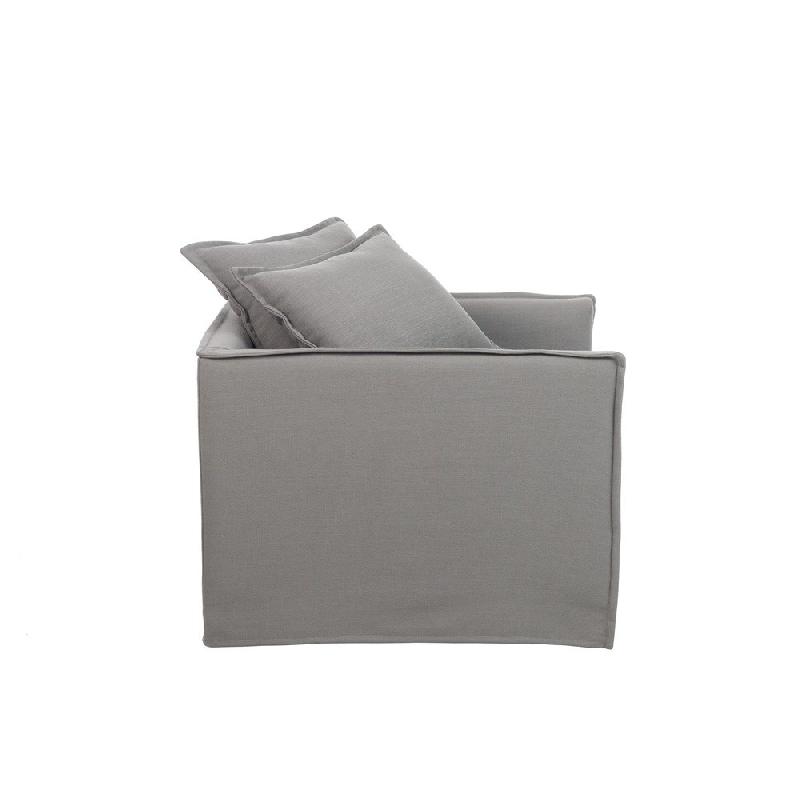 Fauteuil avec accoudoirs MEBUS - Gris - Revêtement tissu doux - Style moderne et épuré_3