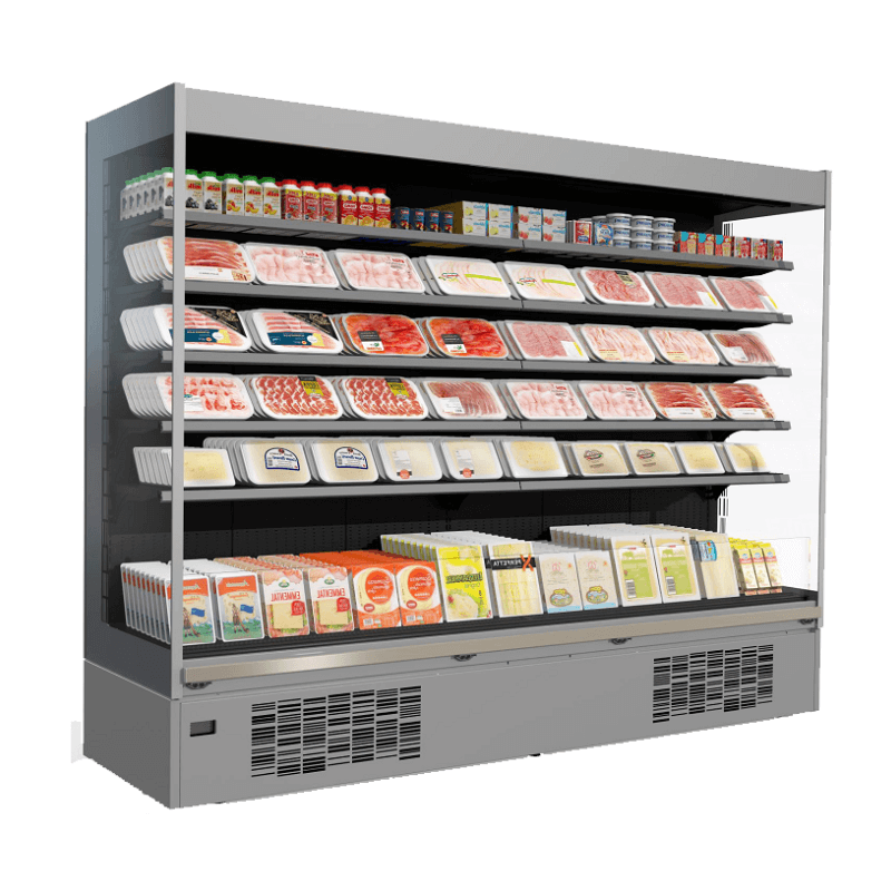 Vitrine réfrigérée verticale PENCIL EFFICIA - 937 mm largeur, 760 mm profondeur, 5 niveaux + base, sans porte, 0°C à +2°C_3
