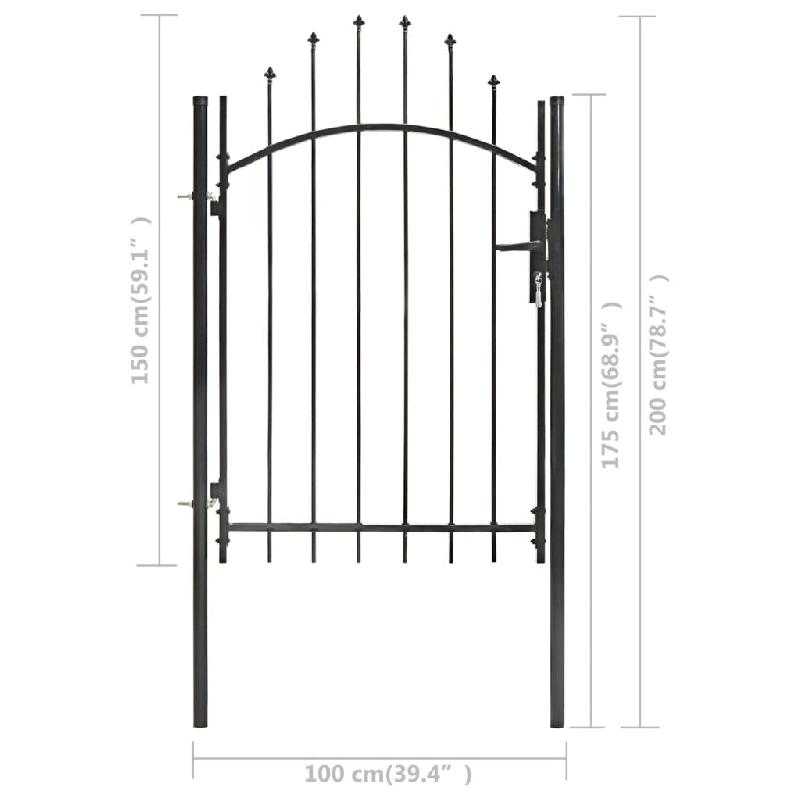 Vidaxl portail de jardin acier 1 x 2 m noir 143060_3