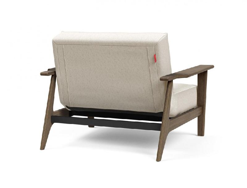 Fauteuil design convertible lit SPLITBACK FREJ 531 - Bouclé Off White - Accoudoirs chêne fumé - 90x115 cm_3