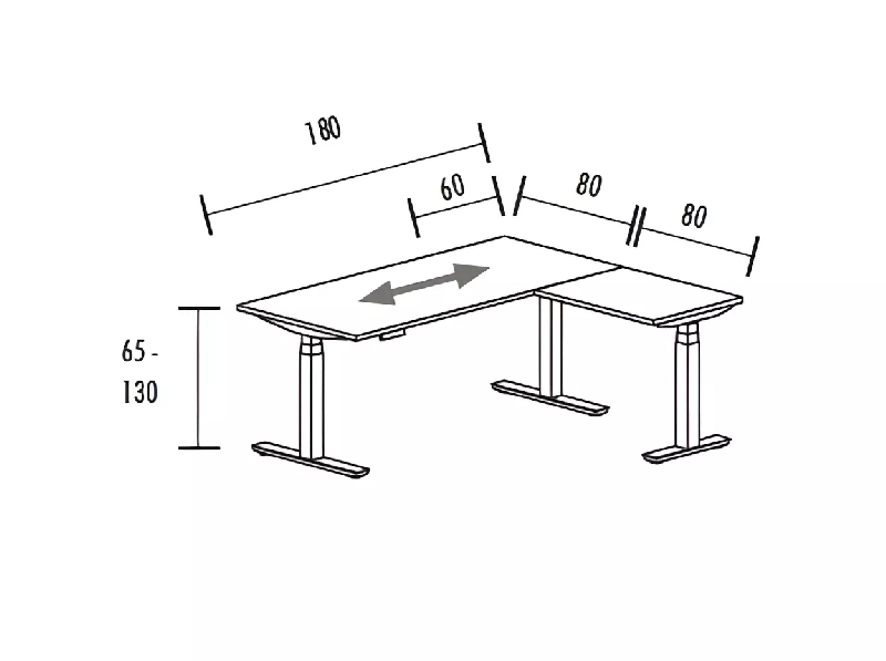 Bureau individuel avec retour réglable en hauteur à 3 moteurs So Baza_3