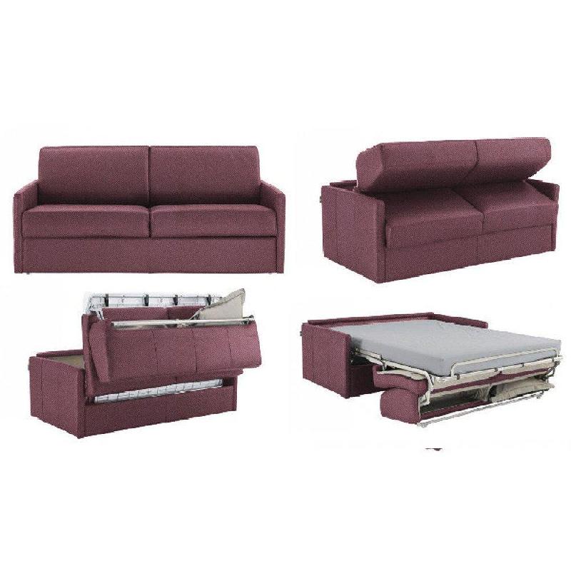 Canapé lit Sun convertible 140cm - ouverture express - matelas 16cm - velours vieux rose_3