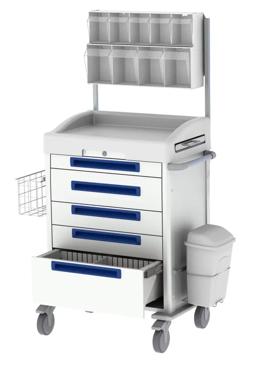 Chariot de soins à tiroirs télescopiques - JETCART - Stockage sécurisé des médicaments et fournitures d'urgence_3
