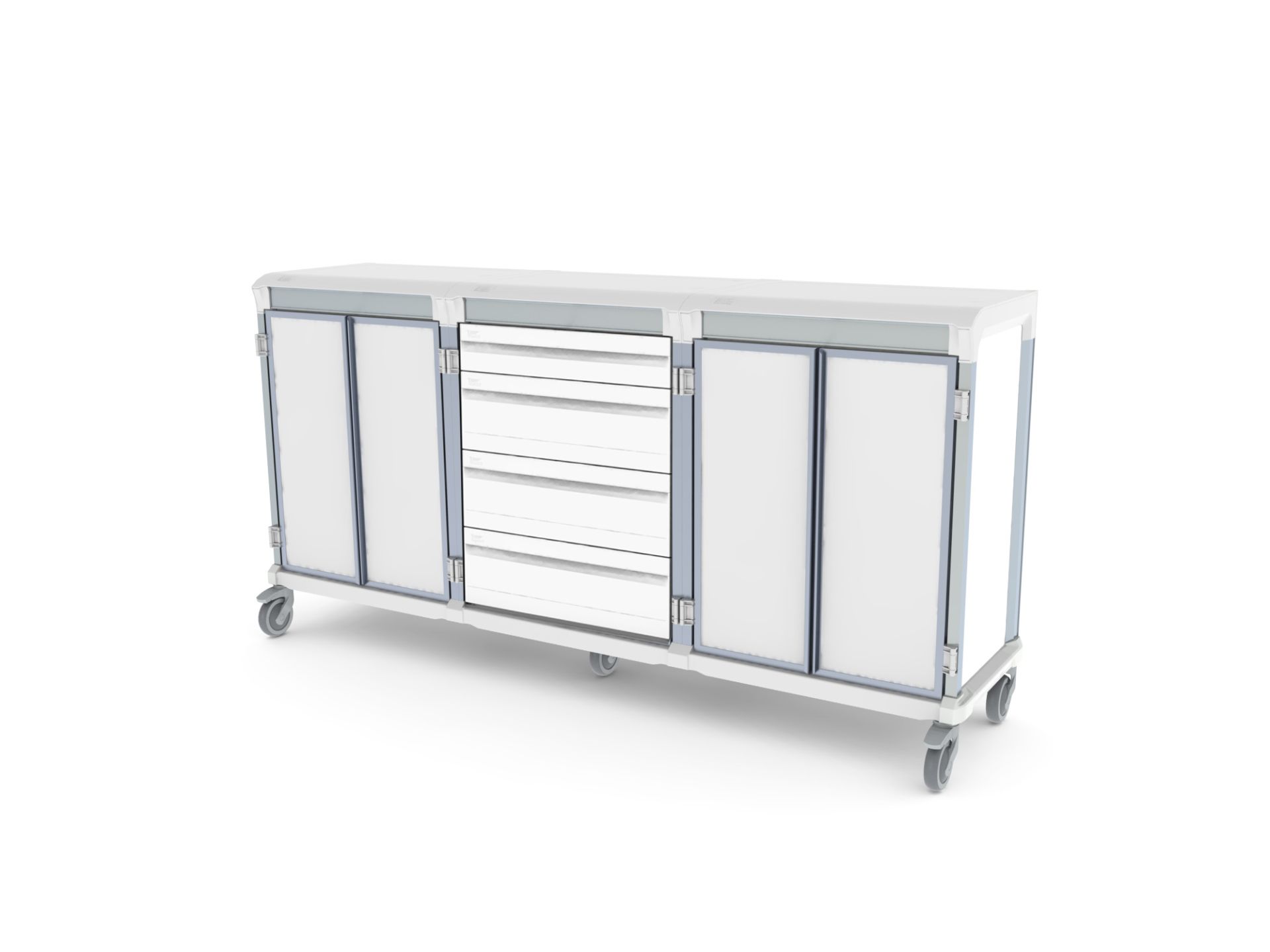 Chariot à rideau 3 colonnes, pour le stockage de médicaments, instruments, et autres fournitures médicales - WEECART_3