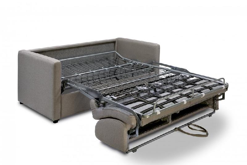 Canapé convertible CanapExpress Grandiose - Matelas mémoire 22 cm - Tissu tweed gris clair_3