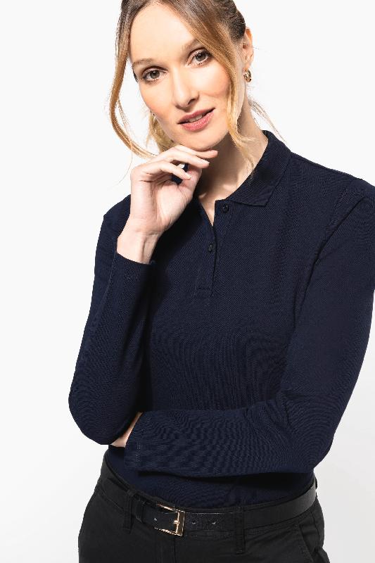 Polo Supima manches longues femme - Kariban Premium - Réf: PK203 - Coton Supima de qualité supérieure - Toucher doux et soyeux_3