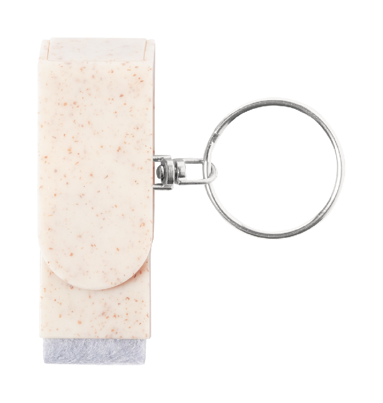 Porte-clés support mobile - plastique écologique en paille de blé avec nettoyeur d'écran et porte-clés en métal_3
