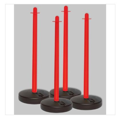 Poteau de délimitation en PVC avec tête munie de 4 boucles pour fixation