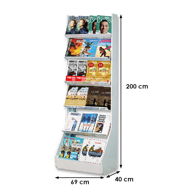 Présentoir Média-Rack® grande capacité - 2 meubles + 2 joues - 12 étagères - Blanc - Réf : 12962J2_3