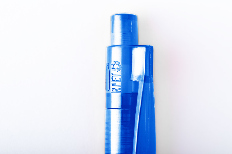 Stylo bille transparent en plastique RPET - encre bleue - couleur bleu - 8g_3