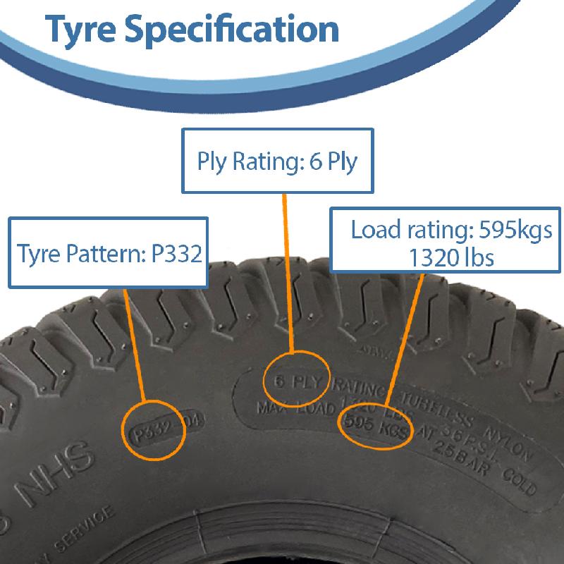 18x9.50-8 Lawnmower Grass Multi Turf Tyres 6ply Tubeless Wanda P332 (Set of 3)_3