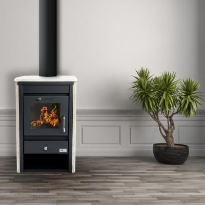 Sedan - Poêle à bois en pierre de Champagne - GF Flam - 9 kW - Chauffage d'appoint compact avec bûcher_3