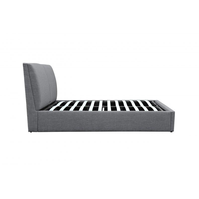 Lit coffre gris Orace 140x190cm - sommier relevable avec grand coffre de rangement et tête de lit effet coussin_3