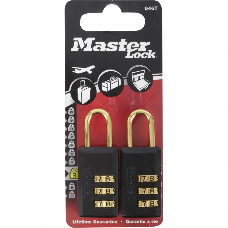 Lot de 2 cadenas à combinaison MASTER LOCK - acier 20 mm, combinaison 3 chiffres, pour fermetures éclair_3