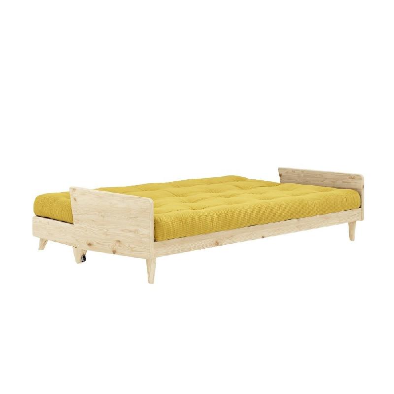 Canapé 3 places convertible Indie - Style scandinave - Futon miel - Couchage 130x190 cm - Karup - Pin massif_3