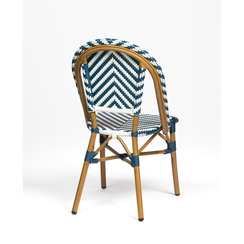 Chaise de terrasse esthétique et pratique - Rivoli - chevrons bleus et blancs - aluminium traité - empilable_3