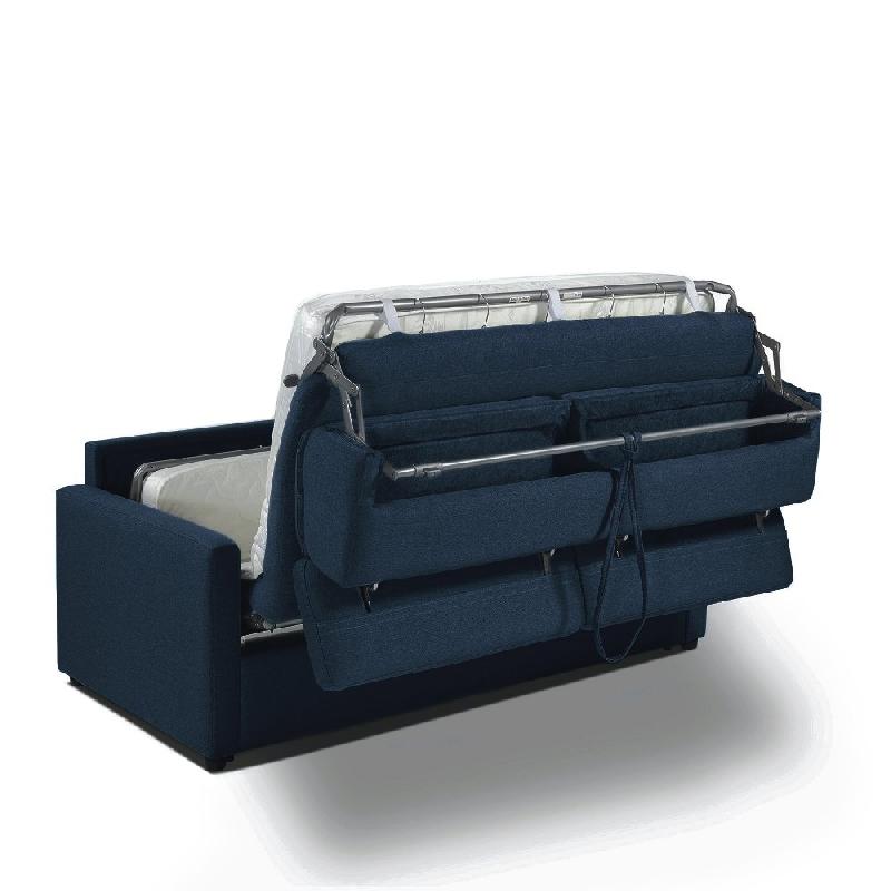 Canapé convertible express Darwin - Têtières réglables - Couchage 120x197 cm - Matelas 16 cm - Tissu tweed bleu nuit_3