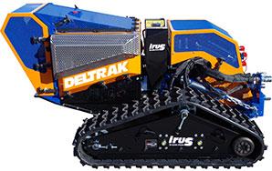 Équipement de débroussaillage avec chenilles hydrauliques à tension automatique