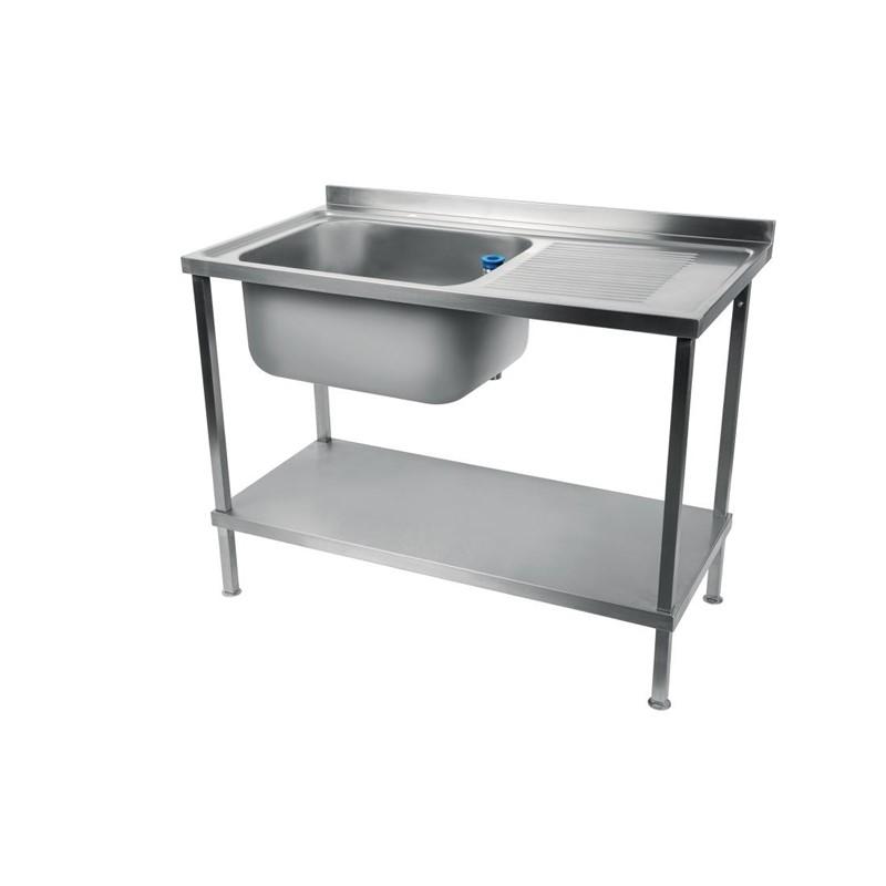 Plonge inox 1 bac à gauche et égouttoir sur pieds - P 600 x L 1000 mm | Vogue_3