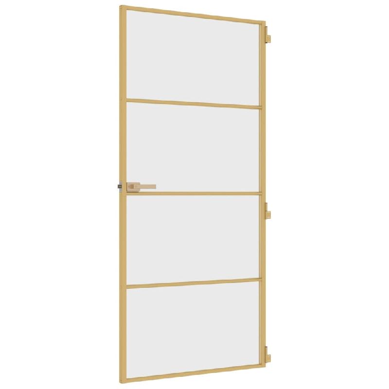 Vidaxl porte intérieure mince doré 93x201,5 cm verre trempé aluminium 155134_3