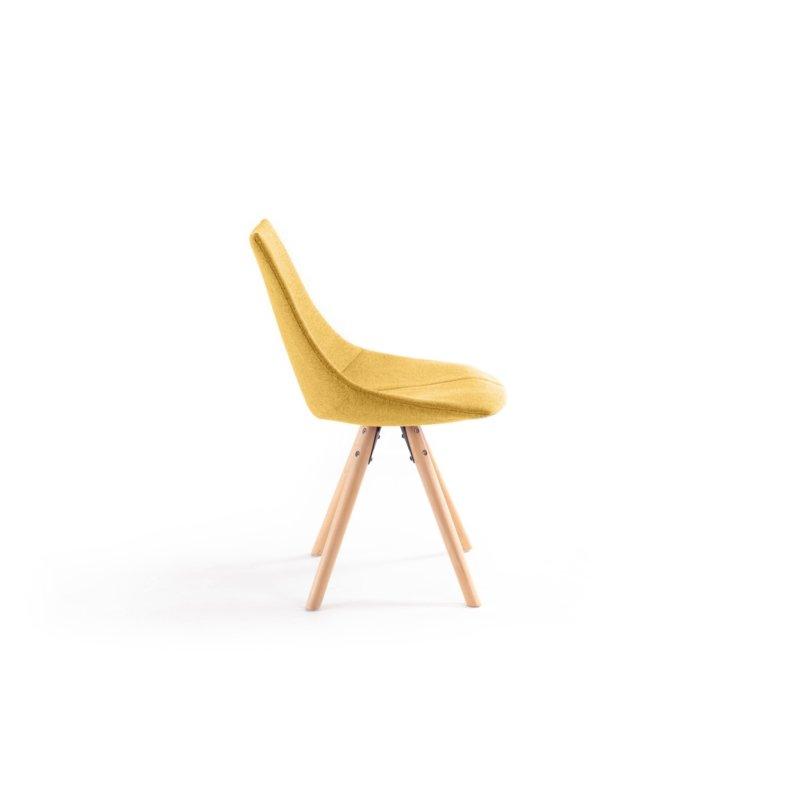 Lot de 2 chaises Sylvain - tissu jaune, pieds hêtre naturel, structure bois et métal_3