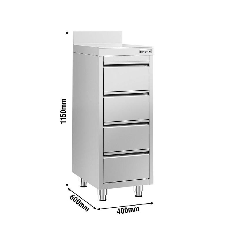 Meuble bas inox à tiroirs PREMIUM - 400 x 600 mm - 4 tiroirs - SS4SI46A_3