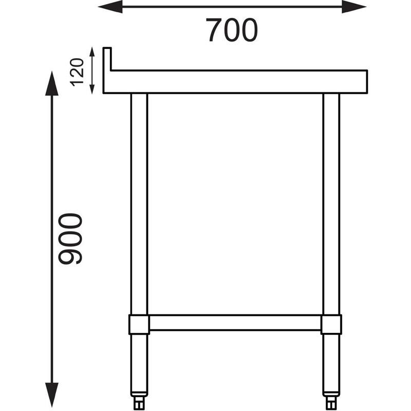 Table en inox 90x70 cm avec rebord + étagère_3