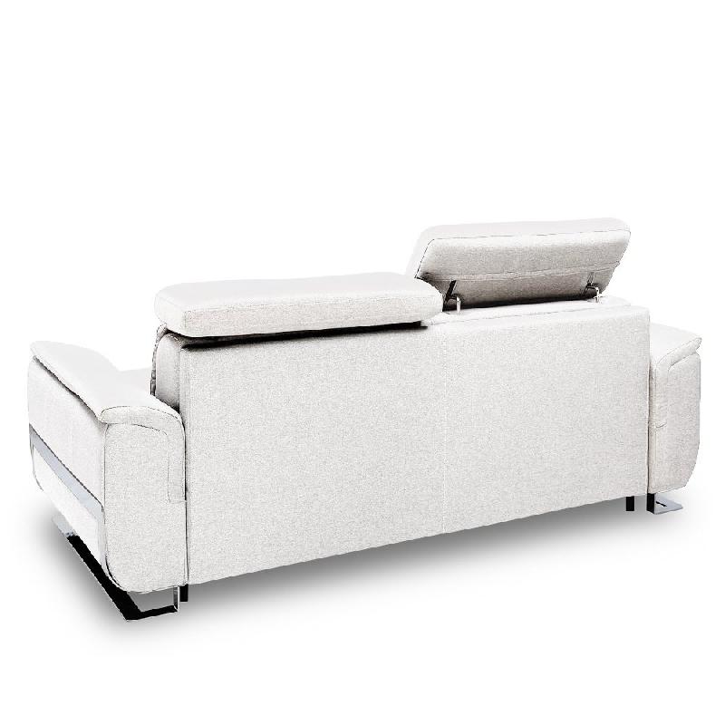Canapé convertible express Réaumur - 140cm - Matelas 16cm - Pieds luge - Polyuréthane blanc cassé_3
