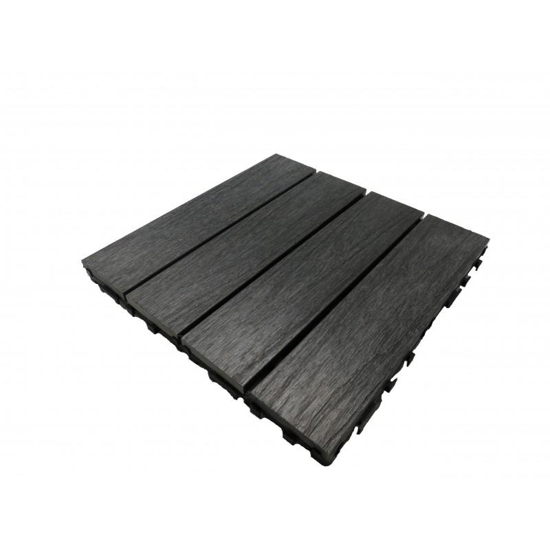 Pack 1 m² caillebotis en bois composite coextrudé - 11 pièces 30x30 cm - Coloris charbon - Surface couverte 1 m²_3