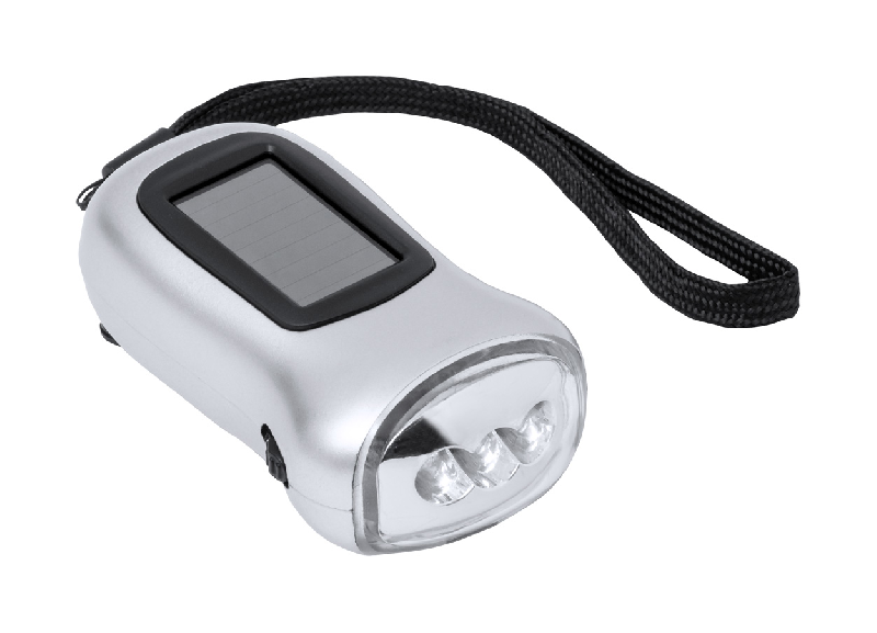 Lampe de poche - 3 LED - double alimentation solaire et manuelle - avec chargeur dynamo et boîtier ABS_3