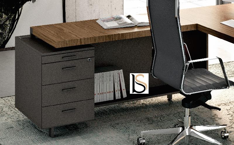 Bureau d'angle avec crédence laquée X9- Officity - 212, Droite, Orme gris_3