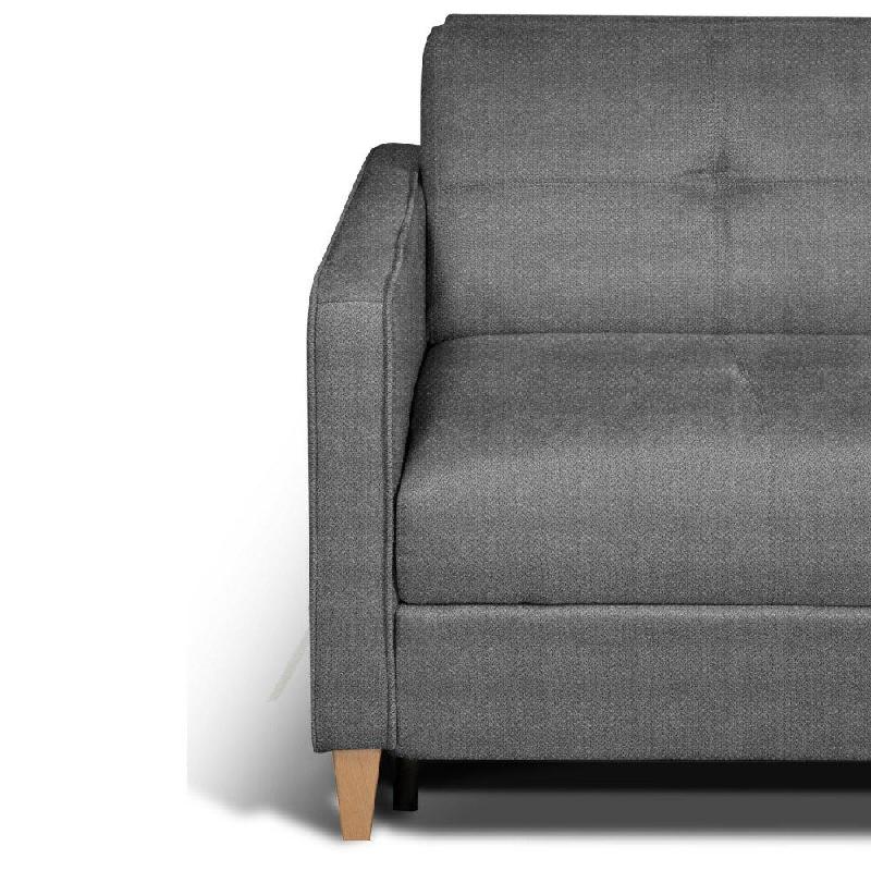 Canapé convertible scandinave 140 cm - Matelas 16 cm - Système express avec sommier à lattes RENATONISI - Tweed gris graphite_3