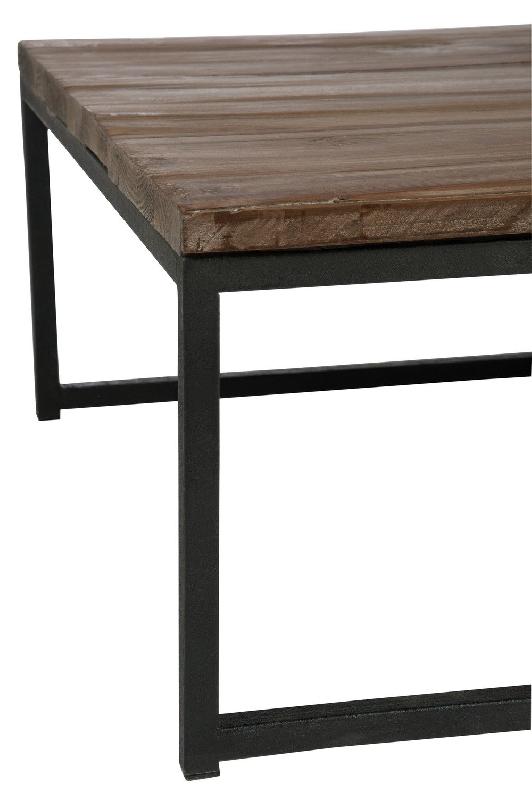 Set de 2 tables basses Bapita - bois massif marron et métal noir - style industriel_3