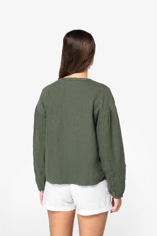 Blouse écoresponsable en lin pour femme - Native Spirit - Réf: NS524 - Tissu durable, thermorégulateur et léger_3