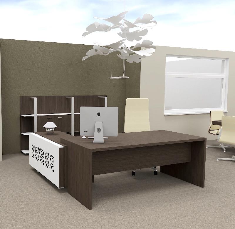 Bureau d'angle T45 avec desserte dos design - Quadrifoglio - 192, Droite, Eucalyptus_0