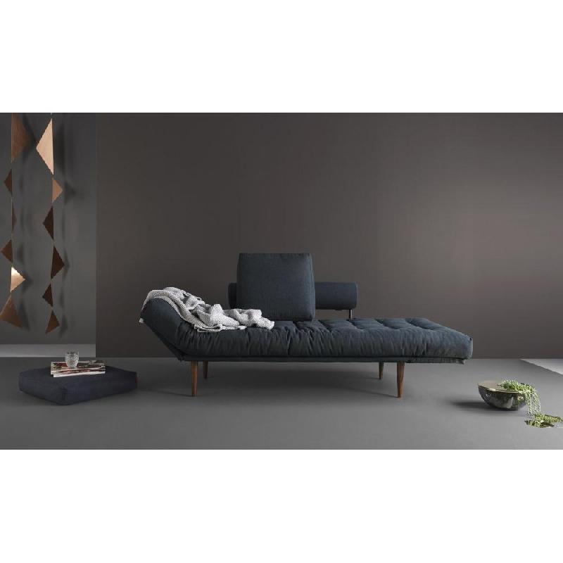INNOVATION LIVING  CANAPÉ CONVERTIBLE DESIGN ROLLO STYLETTO PIEDS CHÊNE TISSU BLEU NIST BLUE_3