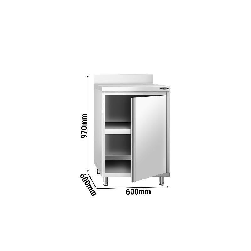 Meuble bas inox adossé P 600 mm avec portes -_3