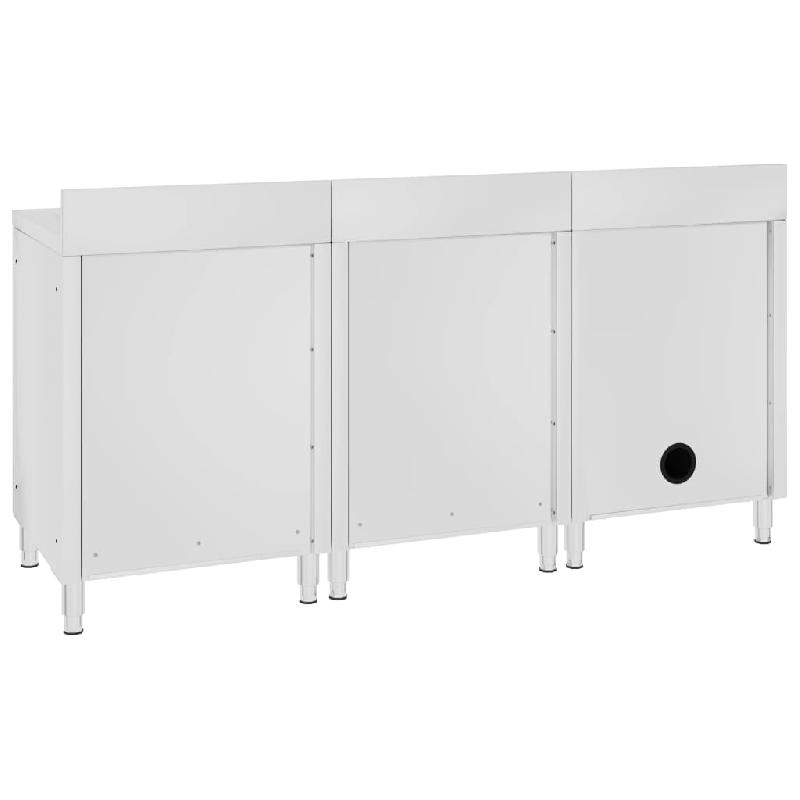 Vidaxl évier de cuisine commercial 180x60x96 cm acier inoxydable 3058275_3
