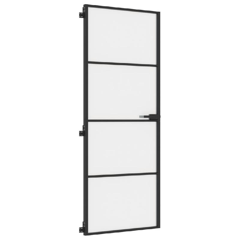 Vidaxl porte intérieure mince noir 76x201,5 cm verre trempé aluminium 155117_3