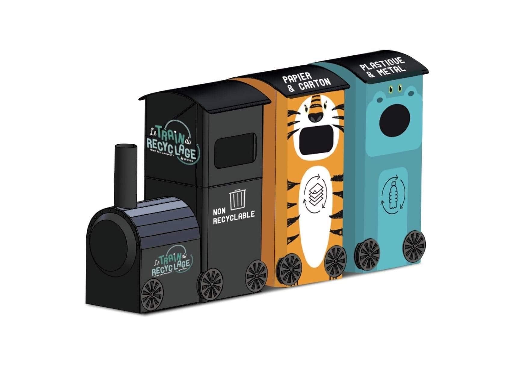 Contenant de recyclage de 50 litres par wagon