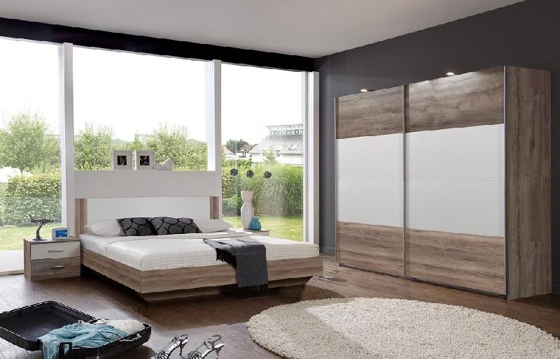Lit design EVA - Couchage 140 x 200 cm - Chêne châtaigne et rechampis blanc_3