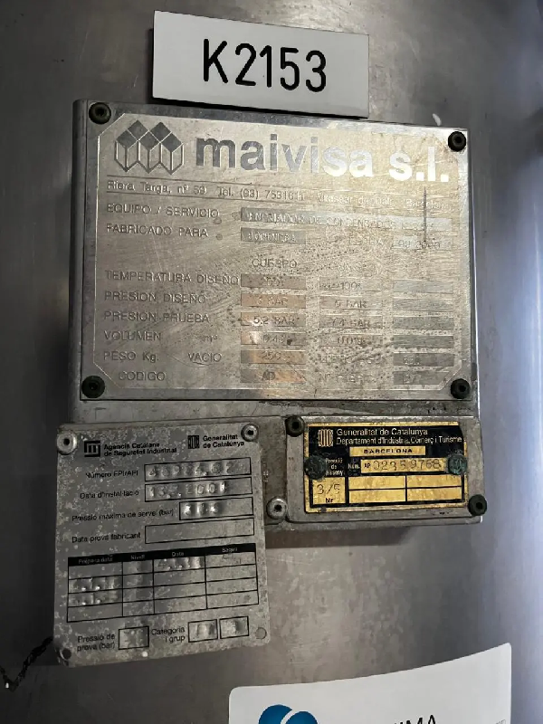 Cuve en acier inoxydable 316 d'occasion 430 litres avec serpentin intérieur - référence : c9679_3