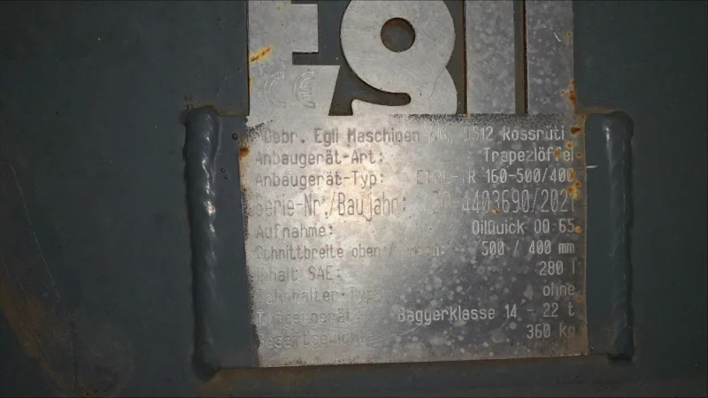 Godet de creuse trapézoïdal tiltrotateur Egli ETRL-TR 160-500/400 - OilQuick OQ 65 - ZG-4403690 - Année 2022_3