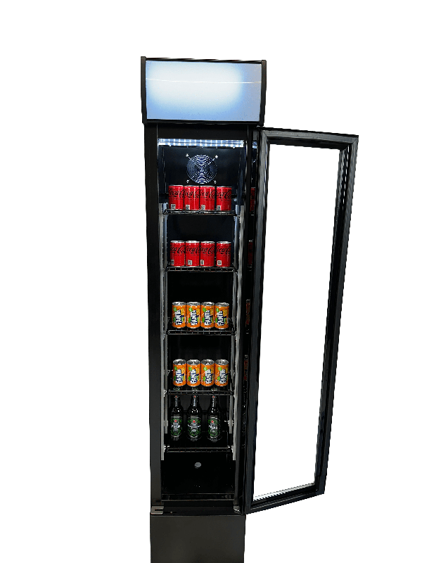 Réfrigérateur porte en verre étroit noir l360 7455.1384 COMBISTEEL_3