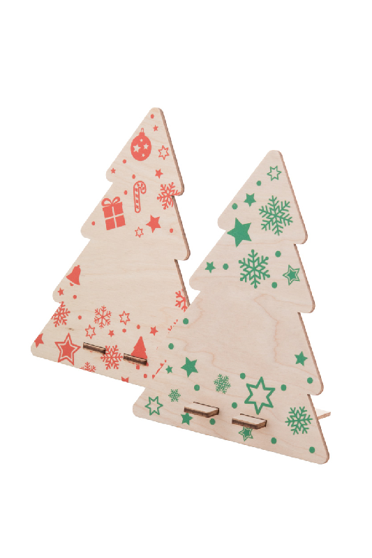 Support téléphone en forme de sapin de Noël - contreplaqué de bouleau - couleur rouge_3
