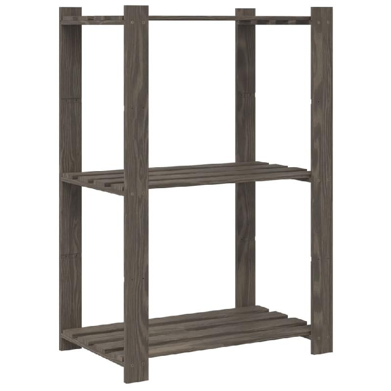 Vidaxl support de rangement à 3 niveaux gris 60x38x90 cm bois de pin 373387_3